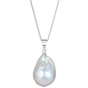 Genuine Natural South Sea 14x20mm White Baroque Pearl Necklace - 18 Inches