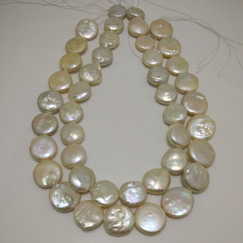 16 Inches AA 16-18 Mm Natural White Large Coin Pearl Loose - Etsy
