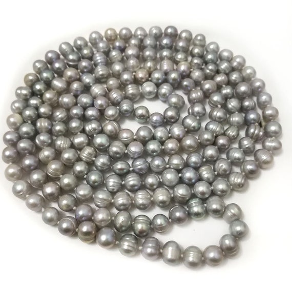 #336 54 inch Hand Made 8-9mm Potato FreshwaterPearl Necklaces Two Color Options