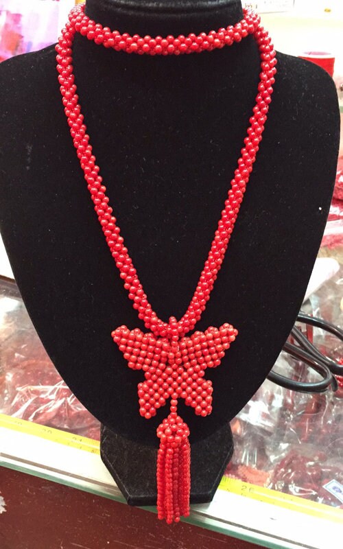 30 Inches Red Long Chain Braided Genuine Coral Beaded - Etsy