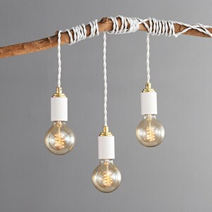 White & Gold Plug-In Pendant Industrial Modern Minimalist Hanging Swag Lamp Portable Lighting For Apartment, Growing Plants STEP UP image 2