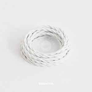 White Twisted Fabric Cord - 16Ft Braided Cloth Covered Electrical Wire For DIY Lamps & Lighting Projects - Vintage Lamp, Appliance Revival