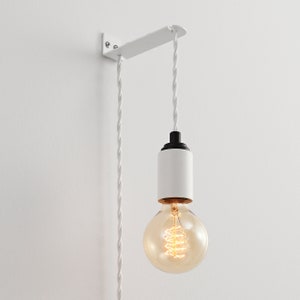 Biało-czarna wisząca lampa ścienna z uchwytem ściennym - oświetlenie Mid Century Modern Minimalist Exposed Edison Bulb (STEP UP)