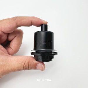 E12 Black Half Cap Light Bulb Socket With Cord Grip - Shade-Ready Lamp Holder for Custom Lamp, Pendant & Chandelier Projects - DIY Lamp Part