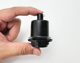 E12 Schwarz Half Cap Glühbirnenfassung mit Schnurgriff - Shade-Ready Lampenfassung für benutzerdefinierte Lampen-, Anhänger- und Kronleuchterprojekte - DIY-Lampenteil