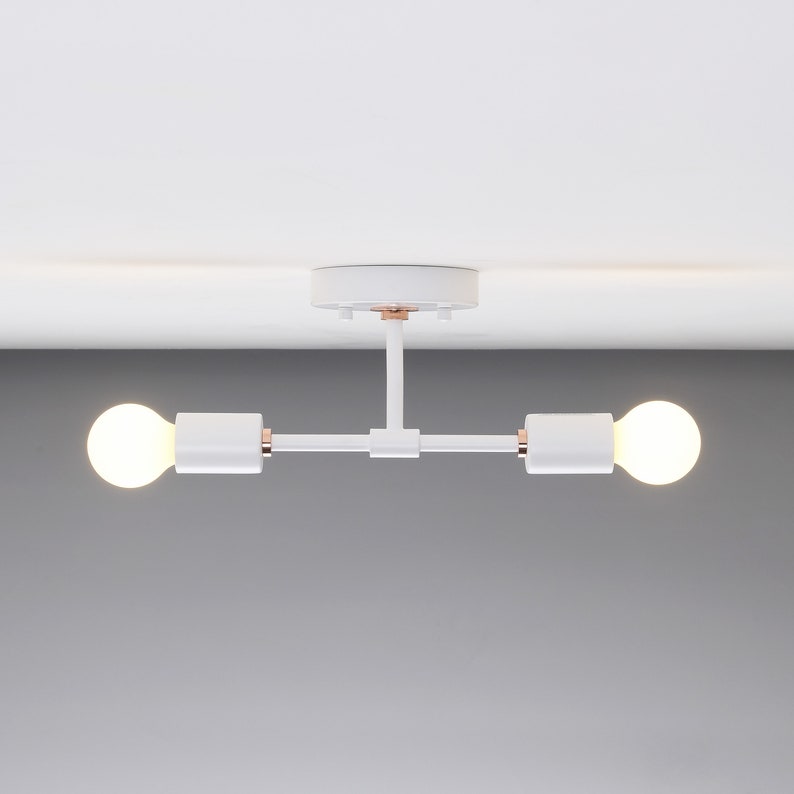 2 luz blanco / oro rosa pared Sconce baño minimalista | Etsy