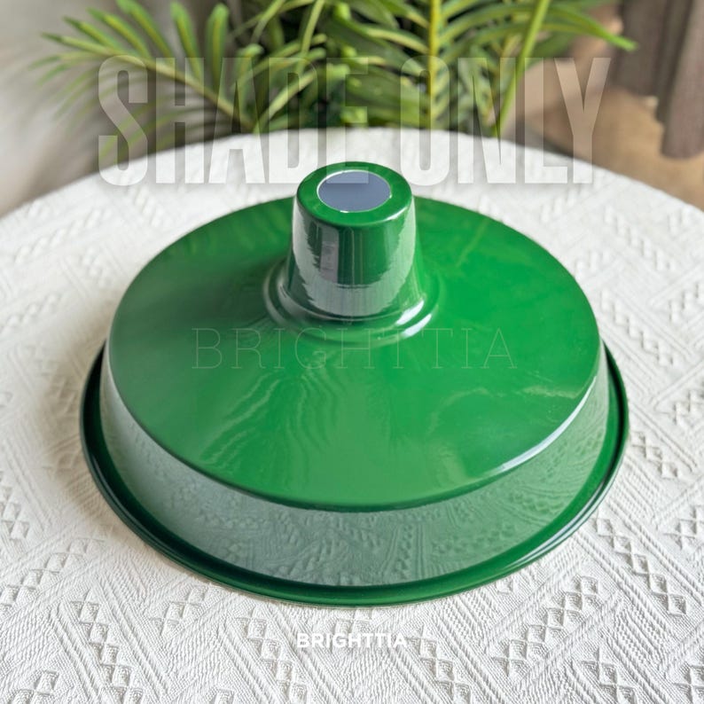 Ivory Classic Cap Lamp Shade - 14in (360mm) Off-White Metal Shade for Industrial Pendant Lights Green
