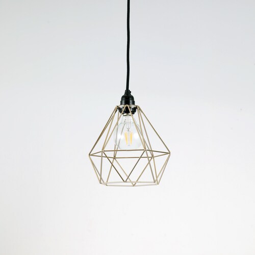 Gold Diamond Cage Pendant Light Fixture 