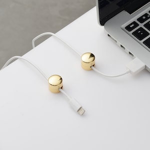 Rose Gold Cable Organizer Cable Management Clip Buttons For Work Desk, Nightstand, Wall and Car Made of Brass 4 Colors Gold