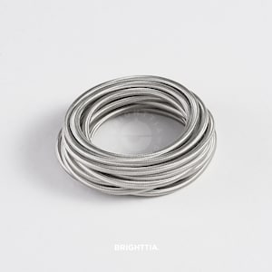 Silver Fabric Cord - 16Ft Cloth Covered Electrical Wire For DIY Hanging Lamps & Industrial Pendant Lights - Vintage Lamp, Appliance Revival