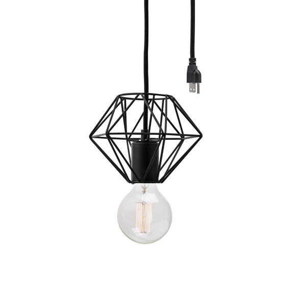 Small Plug In Wire Cage Lamp Hanging Swag Pendant Light With Small Plug In Wire Cage Lamp Hanging, Plug In Swag Lamp