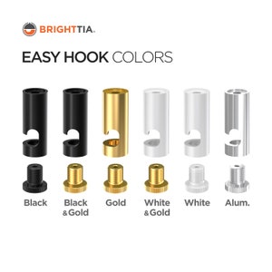 Brighttia Easy Hook color options: Black / Black&Gold / White / White&Gold / Aluminum / Gold