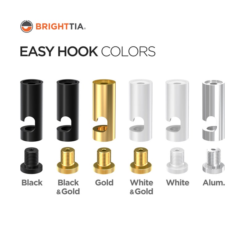 Brighttia Easy Hook color options: Black / Black&Gold / White / White&Gold / Aluminum / Gold