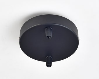 Auvent de plafond noir à 2 ports avec poignées de cordon en nylon – 4,7 pouces (120 mm) – Kit de conversion de luminaire enfichable vers câblé – Pièces de lampe d'éclairage DIY
