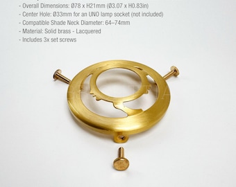 Jeu de 3 vis de fixation pour abat-jour en laiton de 33 mm de style UNO pour abat-jour à col Ø64-74 mm