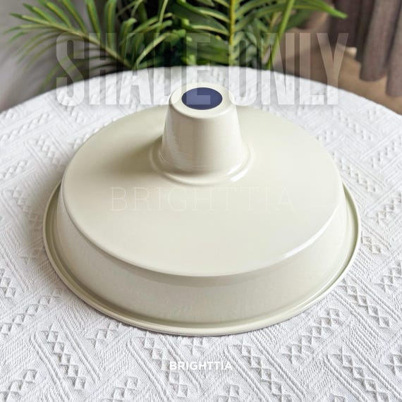 Ivory Classic Cap Lamp Shade - 14in (360mm) Off-White Metal Shade for Industrial Pendant Lights