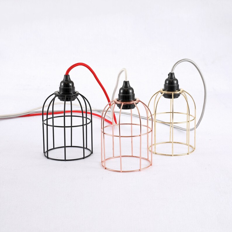 Matte Black Wire Bulb Cage Lamp Shade For Industrial Lamps Etsy