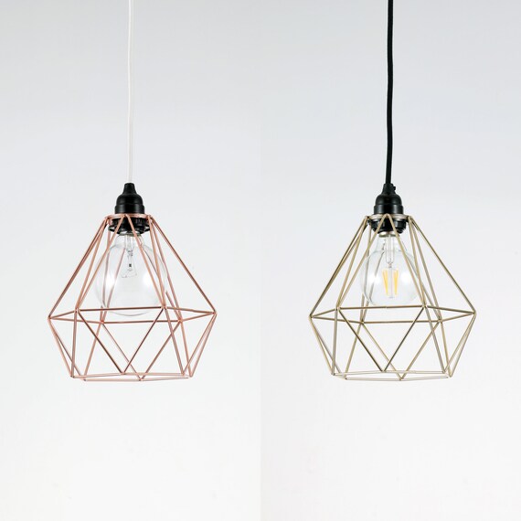 Gold Diamond Cage Pendant Light Fixture Rose Gold Diamond Wire Cage Pendant