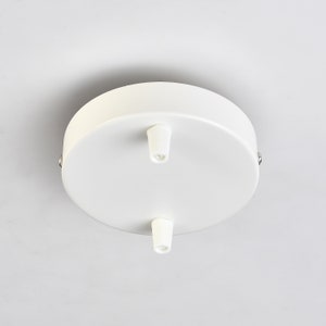 2-Port White Ceiling Canopy With Nylon Cord Grips - 4.7in (120mm) - Plug-In To Hardwired Fixture Conversion Kit - DIY Lighting Lamp Parts