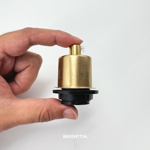 E12 Brushed Brass Half Cap Bulb Socket With Cord Grip - Shade-Ready Lamp Holder for DIY Lamp, Pendant & Chandelier Projects - Lamp Part