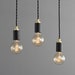 Simple Matte Black Pendant Light With Gold Top - Industrial Modern Minimalist Exposed Edison Bulb Lighting - Hardwire Fixture (STEP UP)