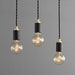 Simple Matte Black Pendant Light With Gold Top - Industrial Modern Minimalist Exposed Edison Bulb Lighting - Hardwire Fixture (STEP UP) 