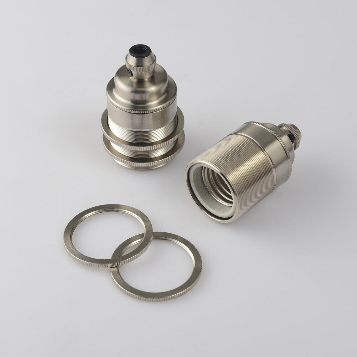 Nickel Light Bulb Socket With Threads Shade Ready E26 Lamp Etsy