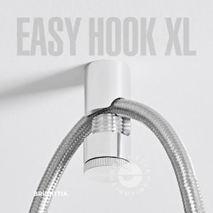 Large Aluminum Easy Hook - Heavy Duty Minimalist Cord Keeper Hook For Swag Pendant, Chandelier Lighting & Hanging Plant Pots On Wall/Ceiling