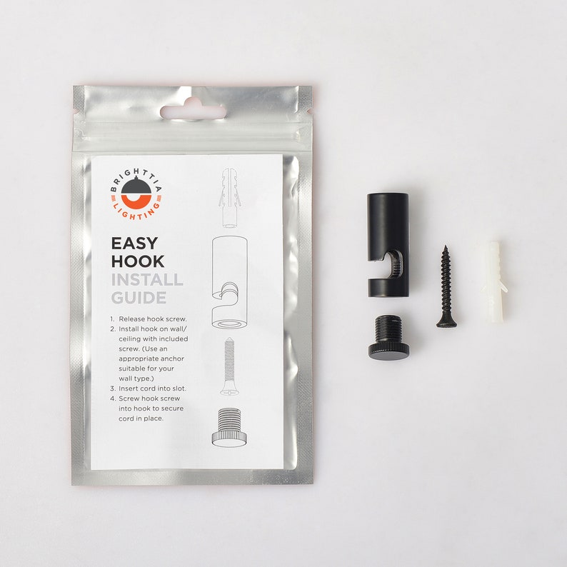 Black Easy Hook Minimalist Cord Keeper Ceiling and Wall Hook Etsy