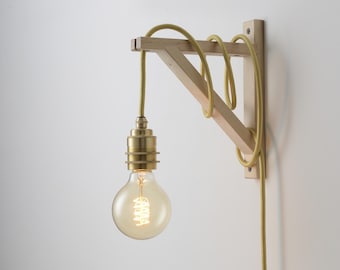 Brass Shade Ready Plug-In Pendant Light With 15ft Cord - Hanging Swag Industrial Lamp