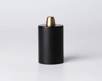 Matte Black Flat Top Cover Light Bulb Socket • Brass Cord Grip • Medium Base (E26) Lamp Holder • DIY Lamp Parts • Custom Lighting Project