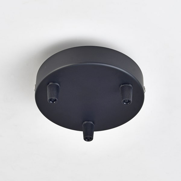 3-poorts zwarte plafondkap met nylon koordgrepen - 4,7 inch (120 mm) - plug-in naar bedrade armatuur conversiekit - doe-het-zelf verlichtingslamponderdelen