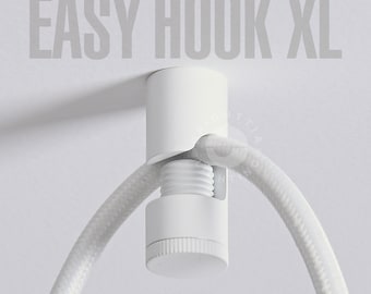 Large White Easy Ceiling Hook - Heavy Duty Modern Minimalist Cord Keeper Hook For Swag Pendant Lamp, Chandelier Lighting & Hanging Planter