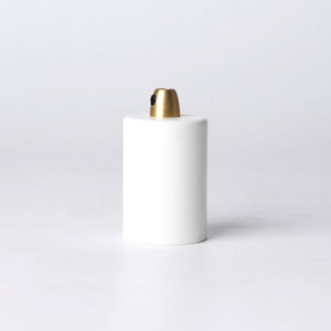 Matte White Flat Top Cover Light Bulb Socket With Brass Cord Grip - E26 Lamp Holder For Custom Lighting Project Fixtures - DIY Lamp Parts