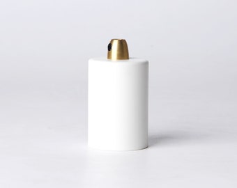 Matte White Flat Top Cover Light Bulb Socket With Brass Cord Grip - E26 Lamp Holder For Custom Lighting Project Fixtures - DIY Lamp Parts