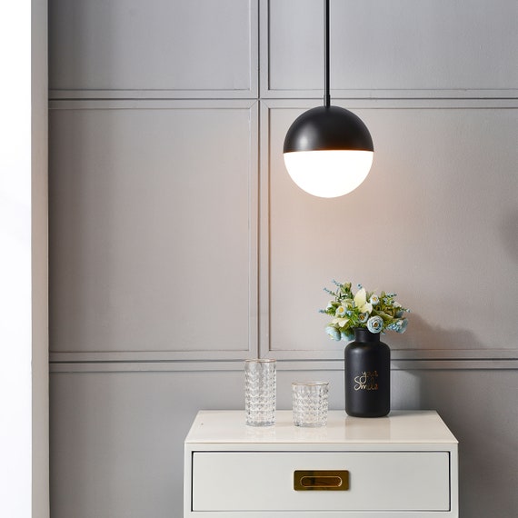 Matte black globe pendant clearance light
