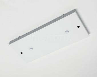 14" 2-Port Linear Ceiling Canopy Kit With Hardware To Hang Custom DIY Pendant Lights - Black and White Option