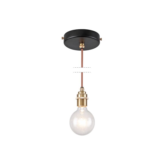 Brass Shade Ready Pendant Light Fixture Matte Black Canopy - Brass Pendant Light Cloth Cord Brass Shade Ready Pendant Light Fixture Matte Black Canopy - Brass Pendant Light Cloth Cord