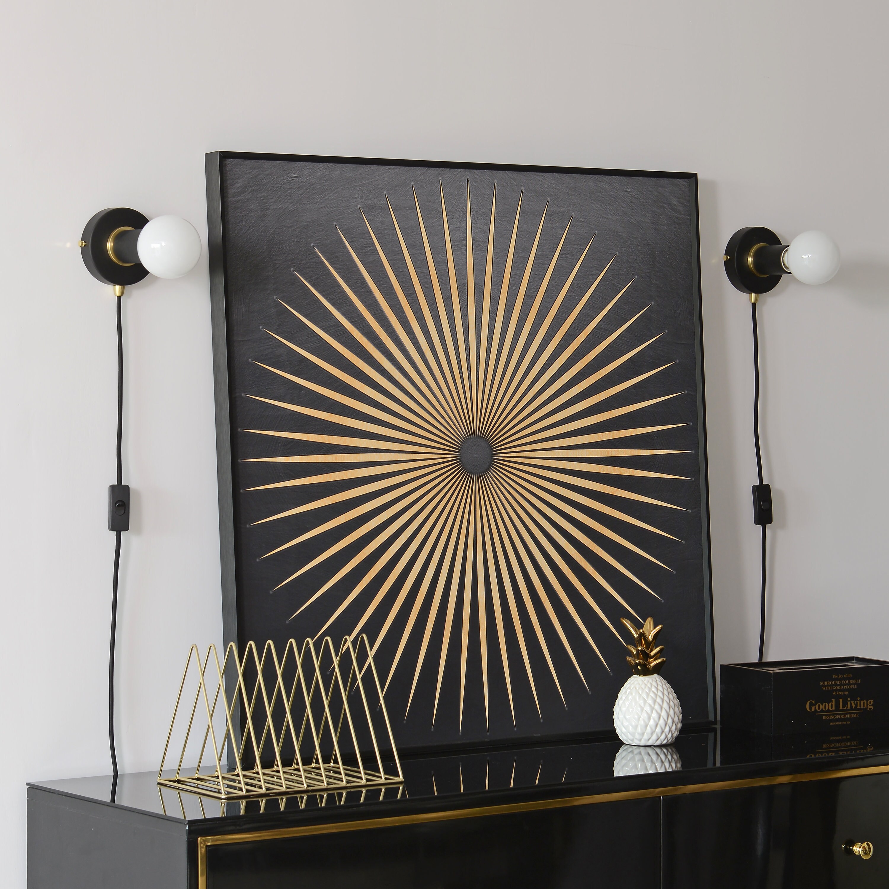 Brushed Gold Plug-in Wall Sconce Light - Industrial Modern Portable ...