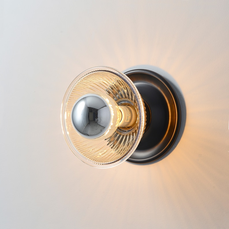 BONNIE Mid Century Industrial Ceiling Flush Mount 1 Light Gold Wall Sconce With Glass Bowl Shade For Modern Bathroom Vanity /& Hallway