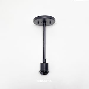 May include: Black metal pendant light fitting with a round canopy and a single socket.