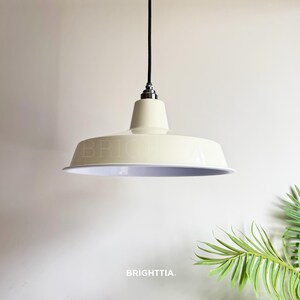 Ivory Classic Cap Lamp Shade - 14in (360mm) Off-White Metal Shade for Industrial Pendant Lights image 3