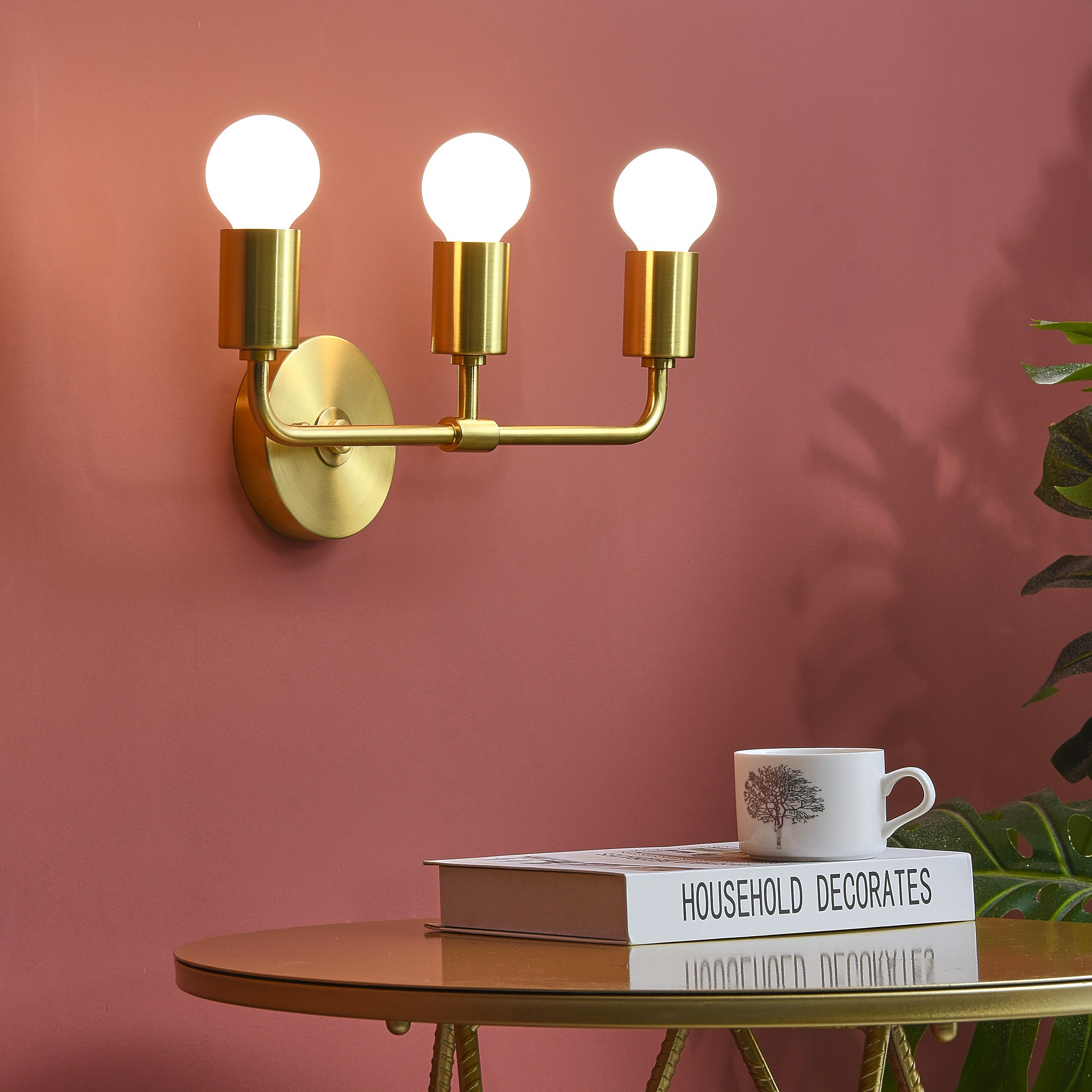 3Light Brushed Gold Wall Sconce Modern Minimalist Bathroom Etsy