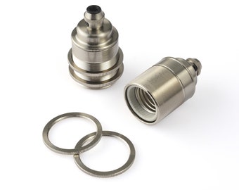 Nickel E26/E27 Bulb Socket - Shade-Ready Brass Lamp Holder for DIY Pendant & Lighting Projects