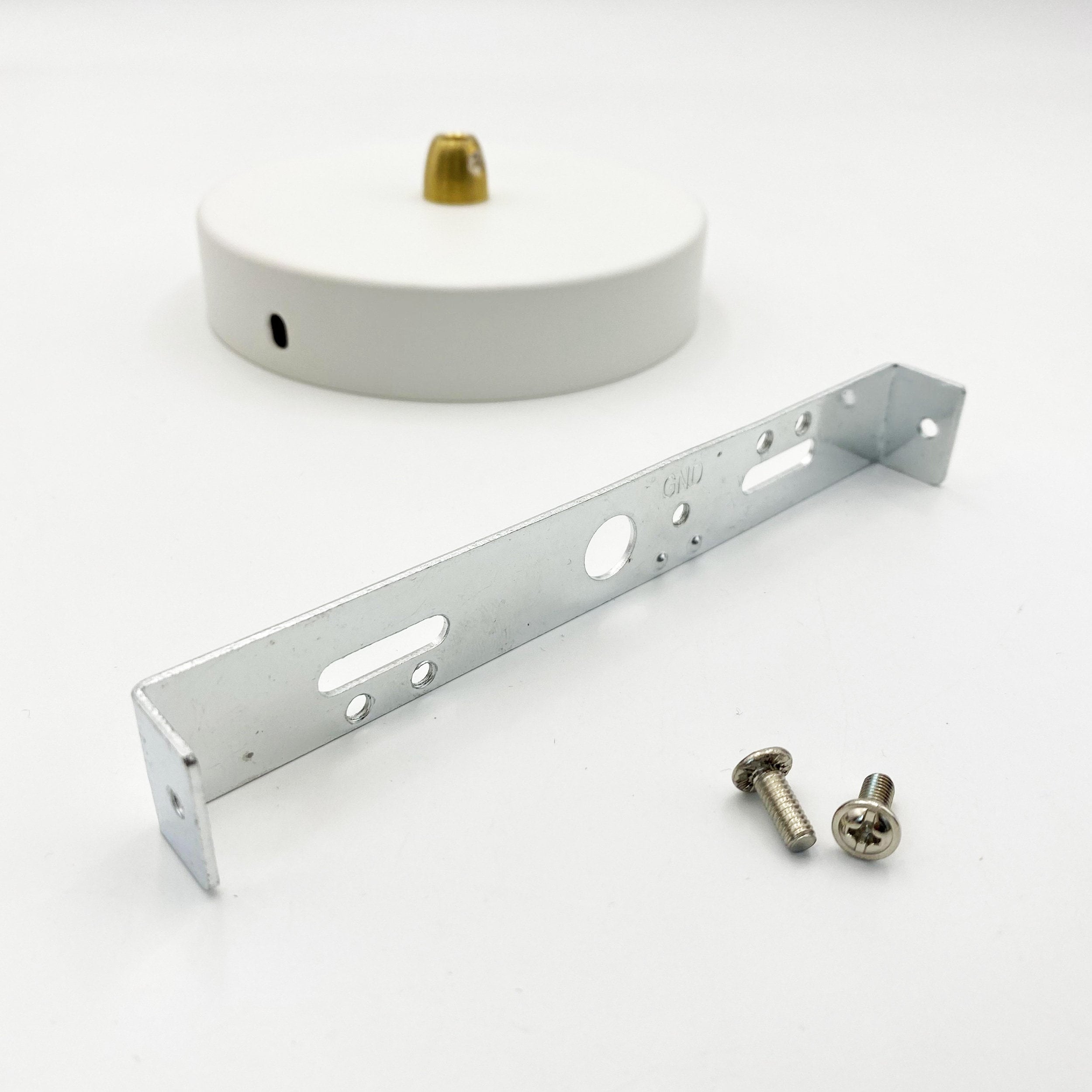 BRIGHTTIA 2Port White Ceiling Canopy With Brass Cord Grip Conversion