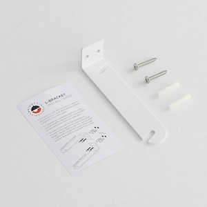 White Wall Bracket For Hanging Plug-In Pendant and Plant on Wall - Industrial Modern Minimalist L-Bracket For Home Bedroom Decor DIY Shelf