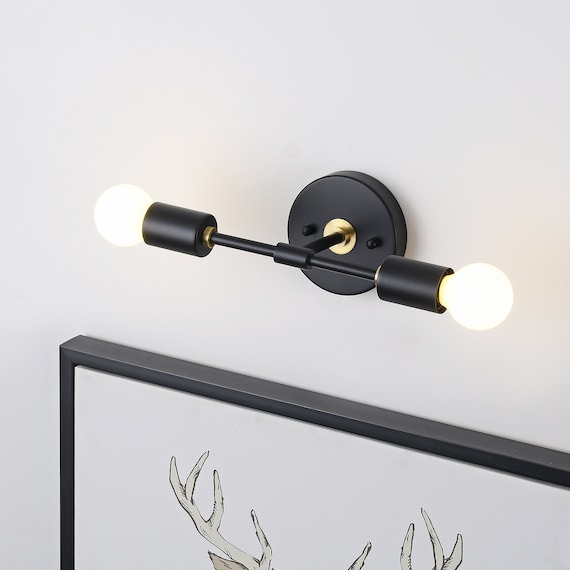 Black and gold wall light fixture deals