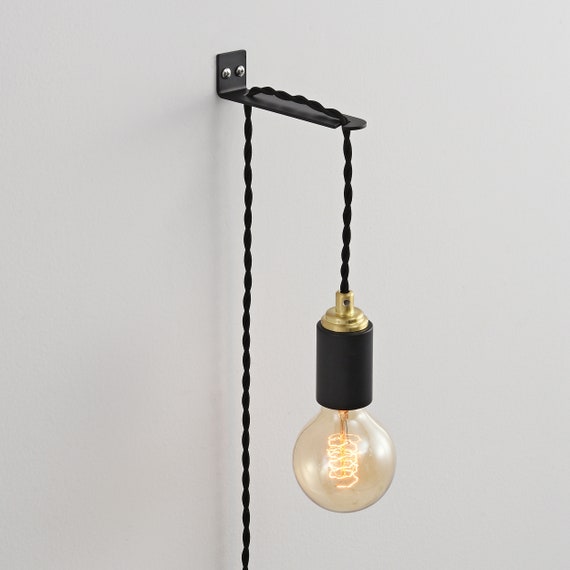 thumbnail image 2 of Wooden Wall Mount Sconce Brackets For Plug In Hanging Pendant Lights, Set Of 2 2 of 9