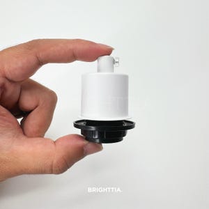 E12 White Half Cap Lamp Socket with Shade Ring and Cord Grip | Candelabra Base Light Holder | DIY Pendant & Sconce Lighting Part | UL Listed