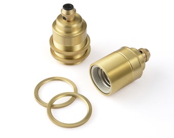 Brass Light Bulb Threaded Socket And Cord Grip - Shade Ready E26 Lamp Holder for Custom Handmade Project Lighting Fixtures - DIY Lamp Parts